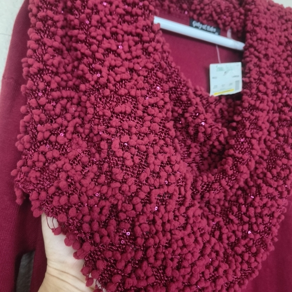 Gaby & Eden Red blouse-style sweater with fallen turtleneck with sequins size L - Picture 5 of 10